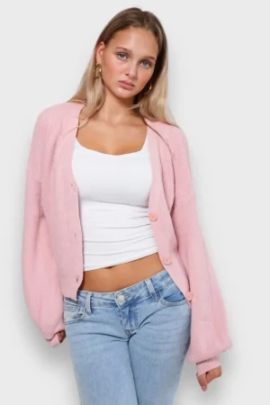 Meet Me There Gilets Et Pulls*Cardigan "Jours D'Automne" Rose