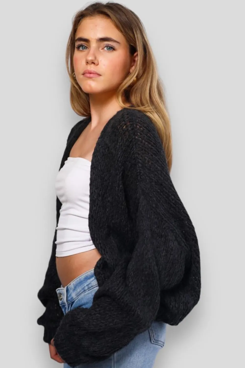 Meet Me There Gilets Et Pulls*Cardigan "Keep Me Warm" Petite Gris Fonce