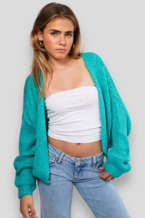 Meet Me There Gilets Et Pulls*Gilet "Garde-Moi Au Chaud" Turquoise