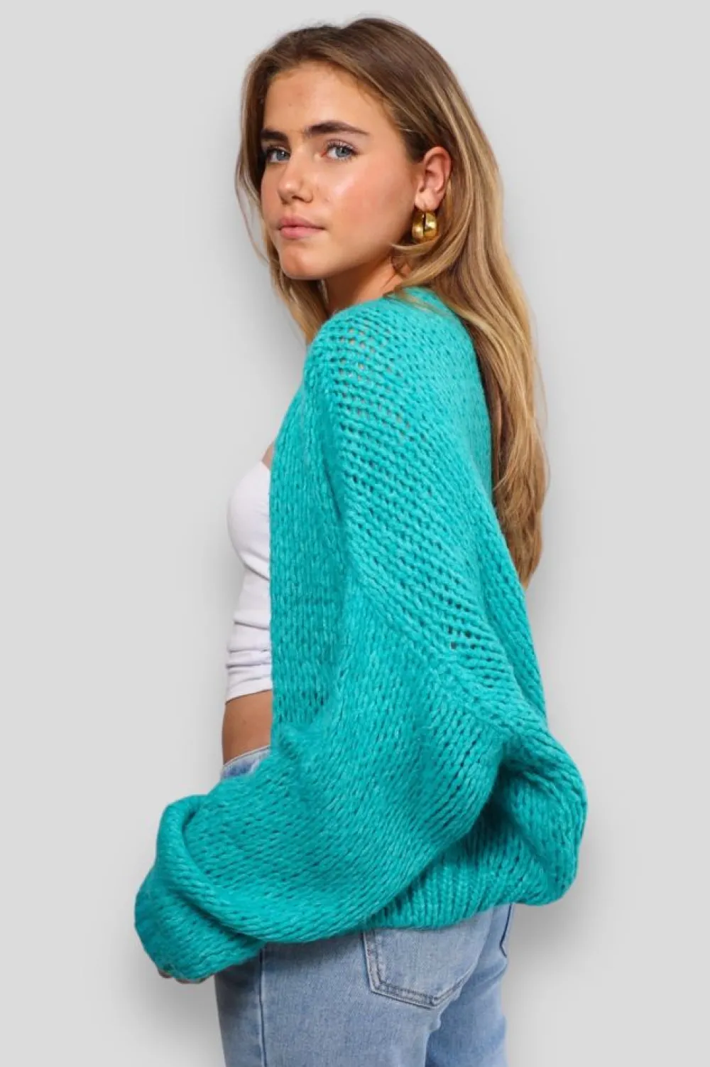 Meet Me There Gilets Et Pulls*Gilet "Garde-Moi Au Chaud" Turquoise