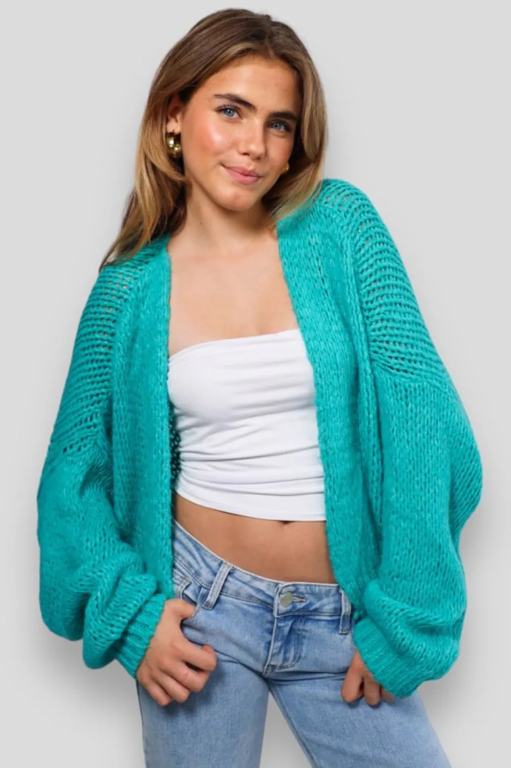 Meet Me There Gilets Et Pulls*Gilet "Garde-Moi Au Chaud" Turquoise