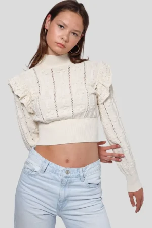 Meet Me There Hauts*Pull "Broderie" Blanc