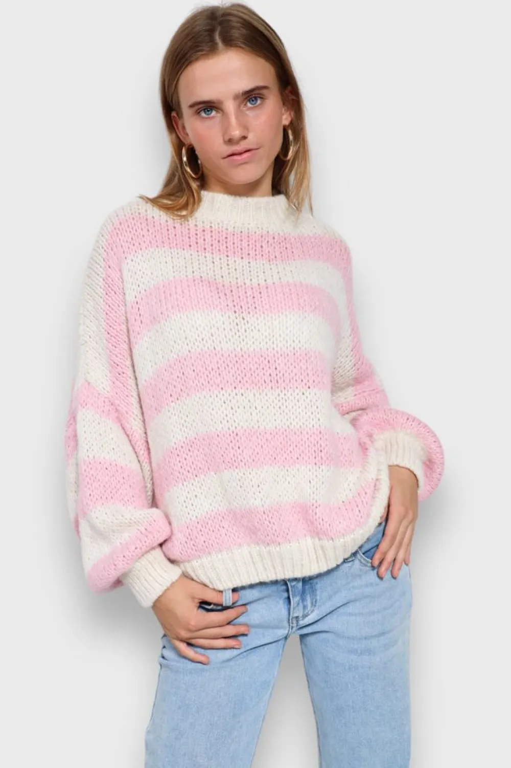Meet Me There Gilets Et Pulls*Pull "Raye" Rose Bebe