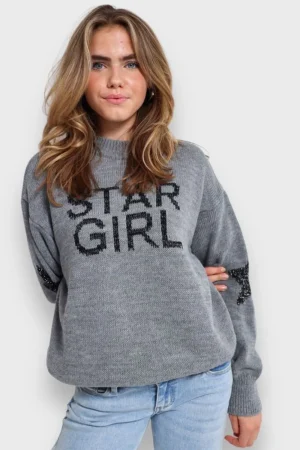 Meet Me There Gilets Et Pulls*Pull "Stargirl" Gris