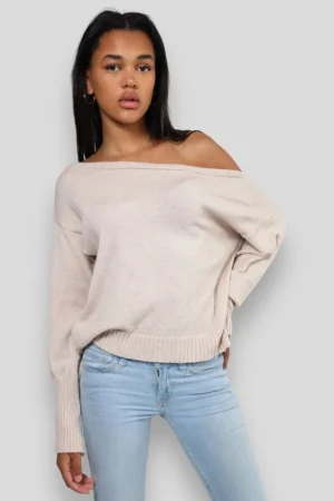 Meet Me There Gilets Et Pulls*Pull "Une Epaule" Beige