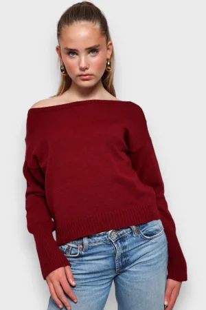 Meet Me There Gilets Et Pulls*Pull "Une Epaule" Rouge