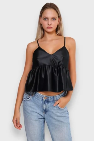 Meet Me There Hauts*Top "Peplum De Soie" Noir